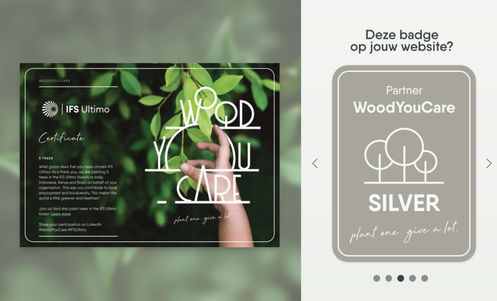 WoodYouCare certificaat en widget