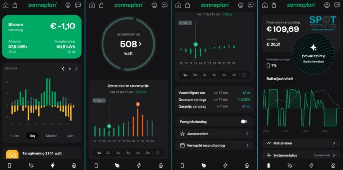 Zonneplan app schermen
